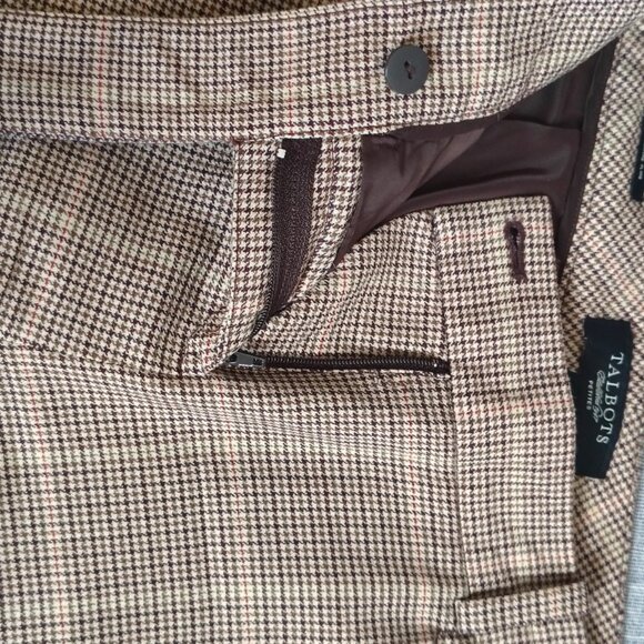 Talbots Pants Women's Size 4 Petite Plaid Houndstooth High Waist Flare - Picture 6 of 12